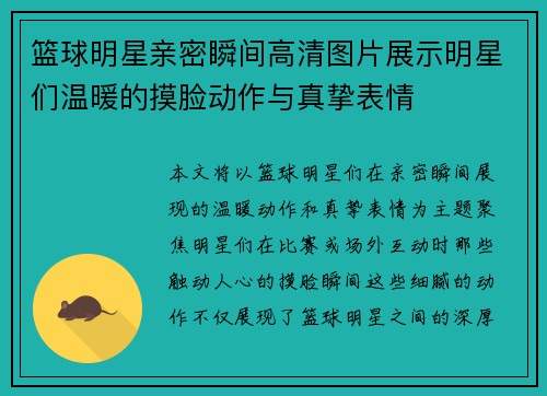 篮球明星亲密瞬间高清图片展示明星们温暖的摸脸动作与真挚表情